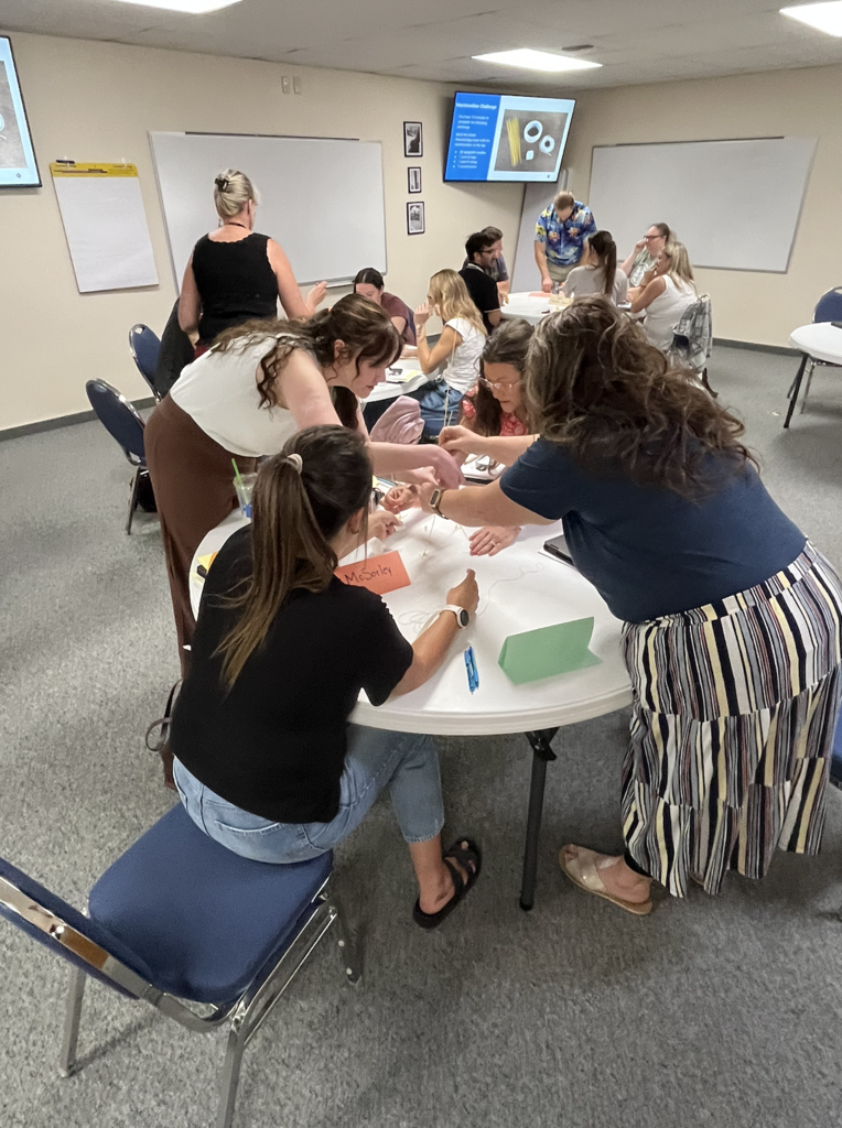 teachers working together at round tables