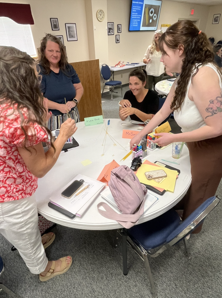 teachers working together at round tables