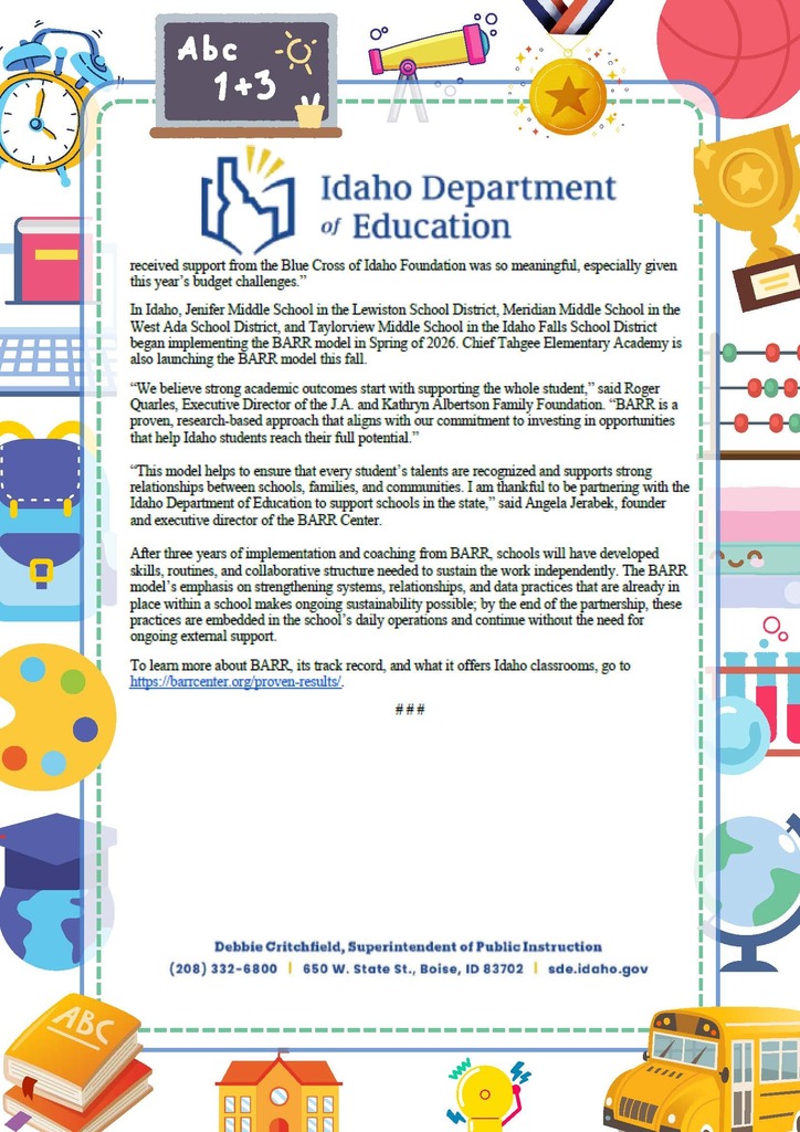 J.A. and Kathryn Albertson Family Foundation, Blue Cross of Idaho Partner to Bring BARR Model to Three Idaho Public Schools (Page 2 of 2)