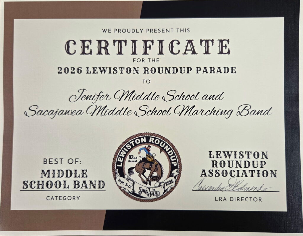 certificate awarding the band