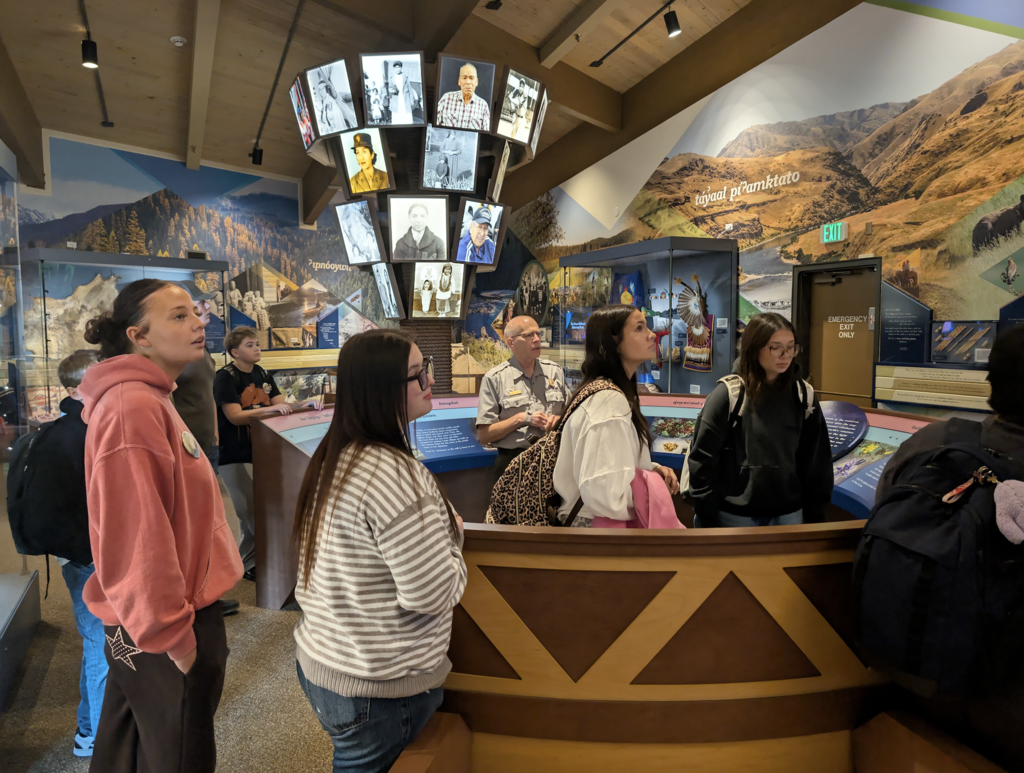 students touring museum