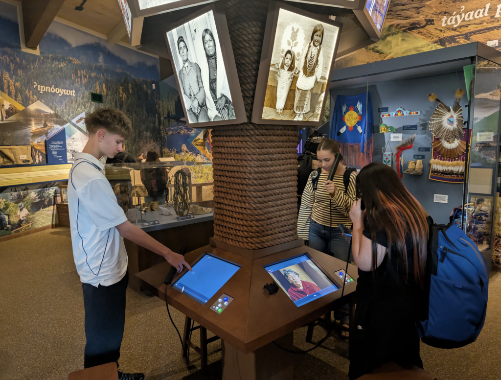 students touring museum
