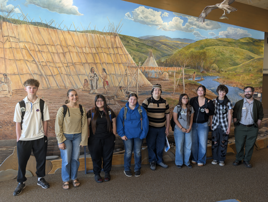 students touring museum