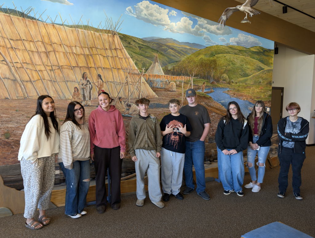 students touring museum