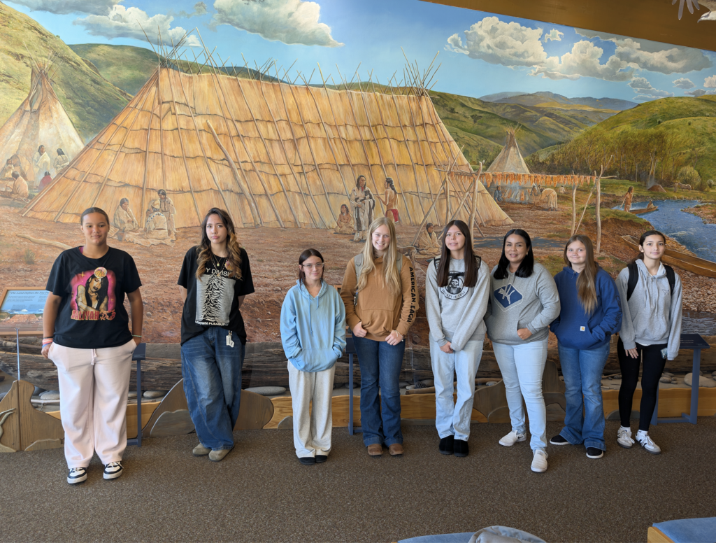 students touring museum