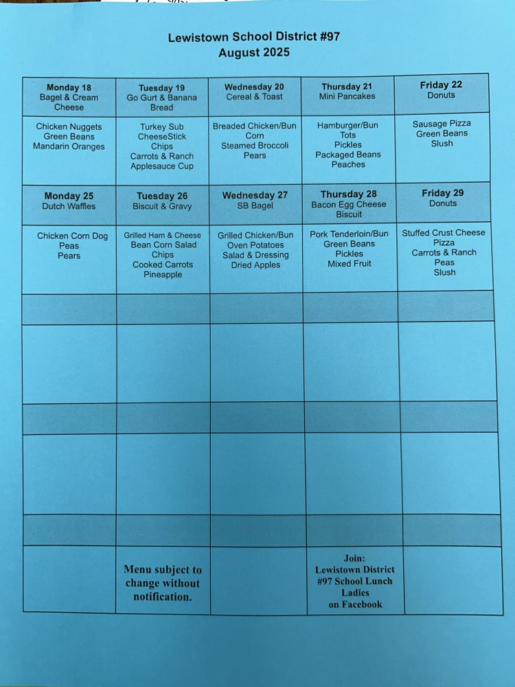 August menu 