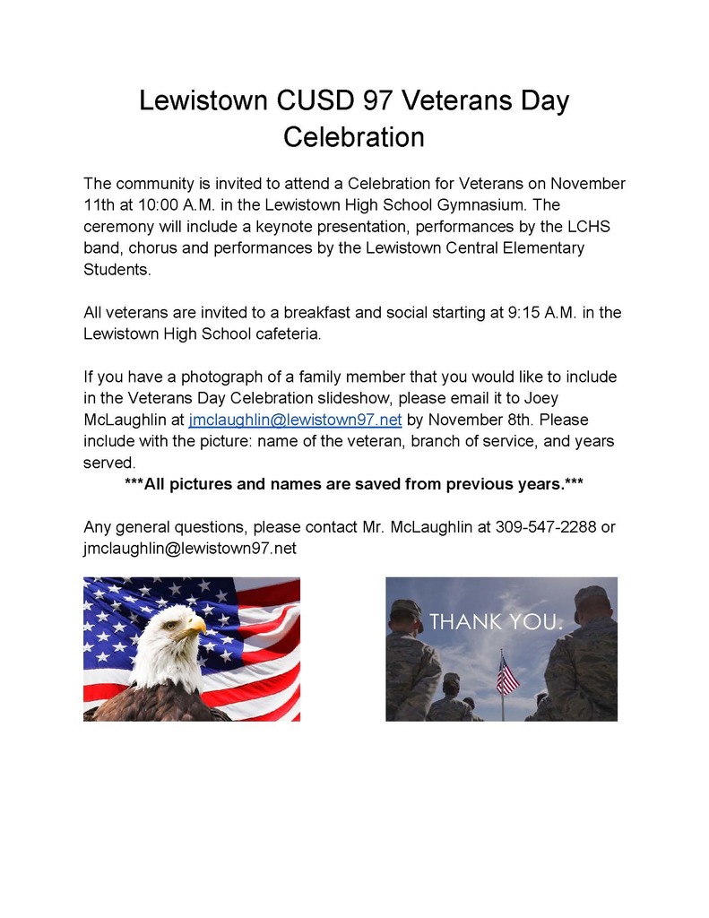 Lewistown CUSD 97 Veterans Day Celebration