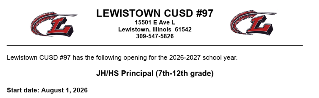 JH/HS Principal Posting