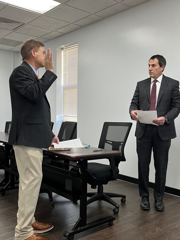 Dr. Rodney Shotwell is sworn in as Interim Superintendent of Lexington City Schools during a board meeting on January 20, 2026.
