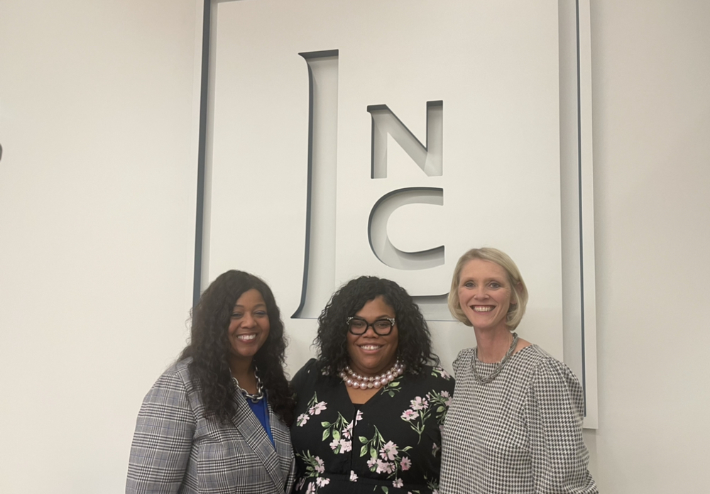 Dr. Nakia Hardy, Superintendent of Lexington City Schools, stands with Pickett Elementary Principal Melissa Blackburn and Assistant Principal LaKeshia Wilson at the October 27, 2025 Lexington City Council meeting, where they shared highlights and celebrated community partnerships.