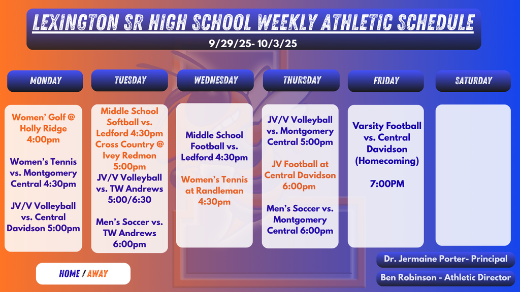 Weekly Athletic Schedule banner
