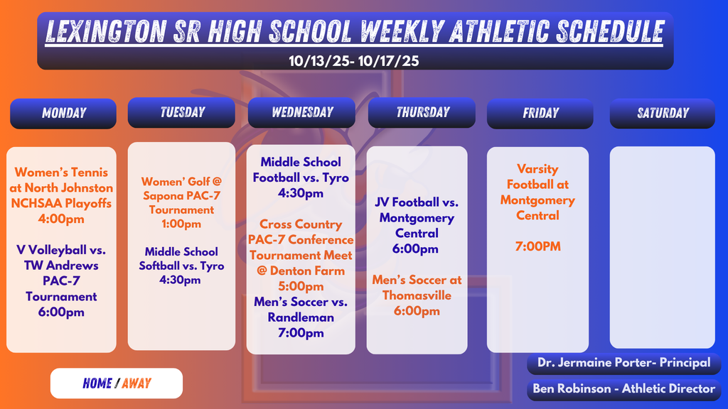 Weekly Athletic Schedule