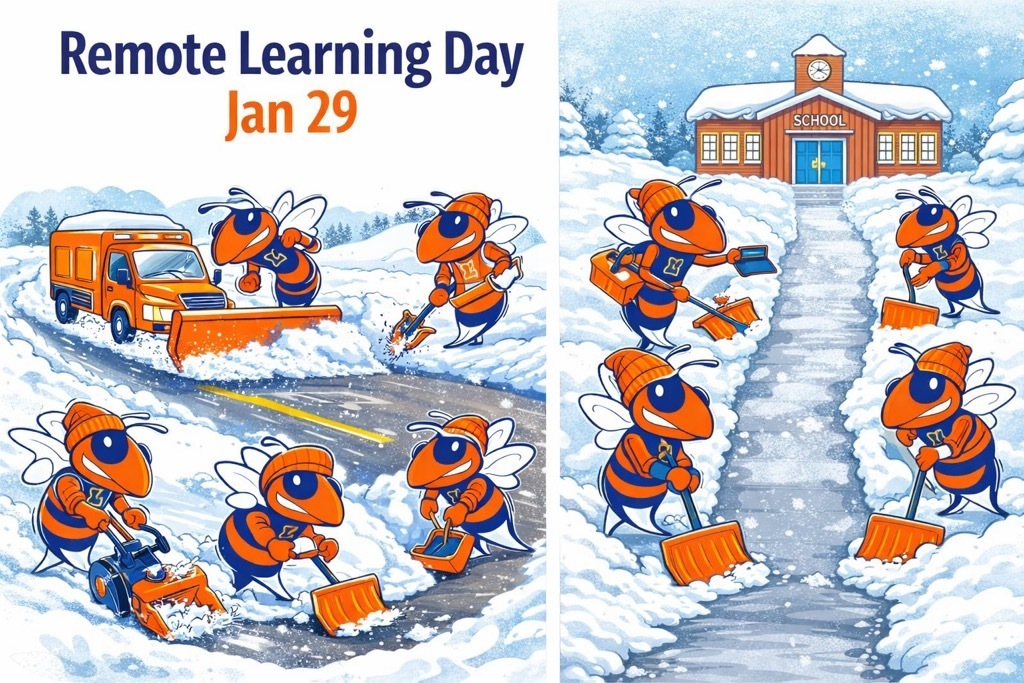 Graphic announcing Lexington City Schools will operate on a remote learning day Thursday, January 29.