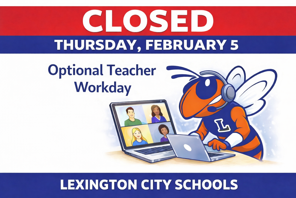 Graphic announcing no school for students Thursday, February 5. District buildings closed due to inclement weather.