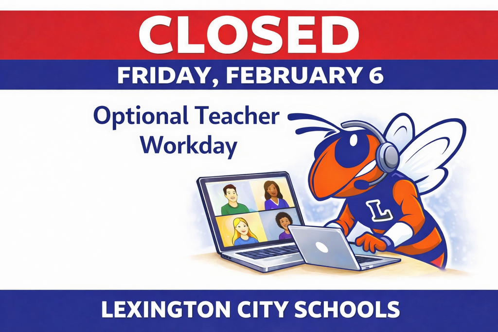 Graphic announcing no school for students Friday, February 6. District buildings closed due to inclement weather.