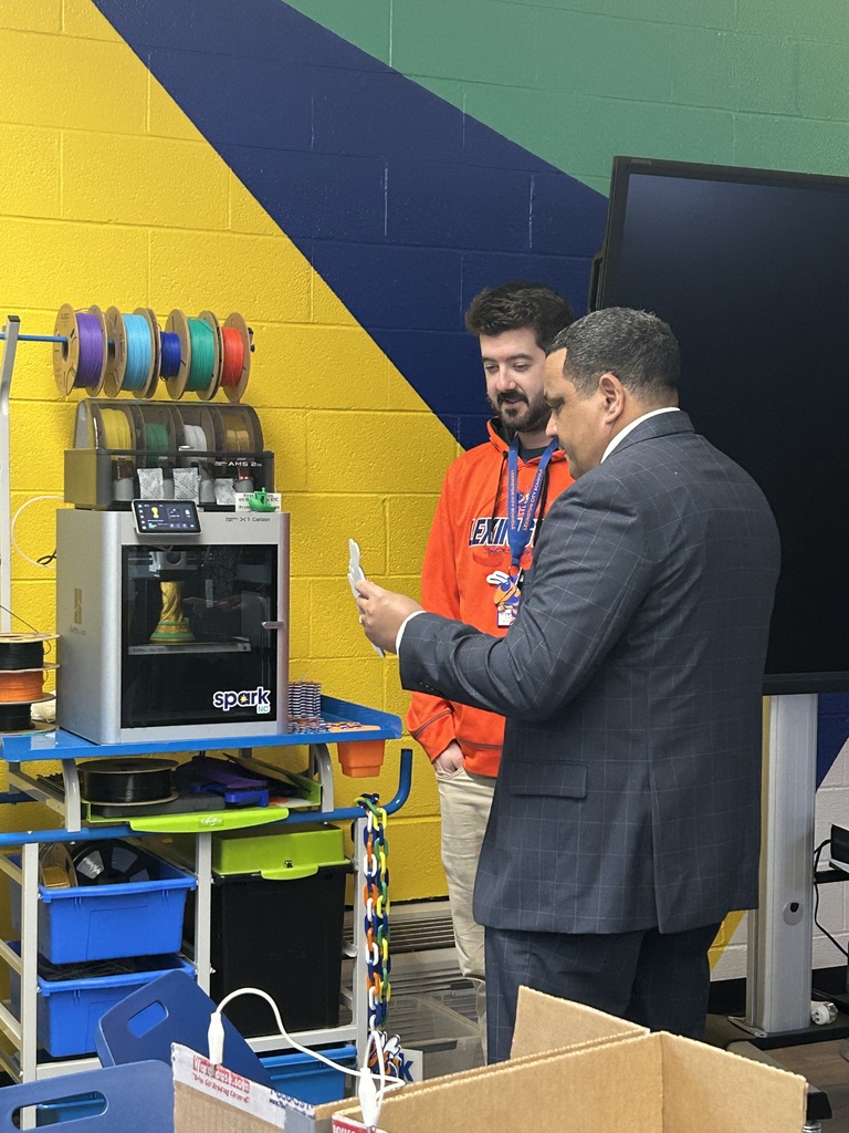 Dr. Ron Anthony visits Lexington Senior High School, spending time with students and staff, touring the Spark Lab, and supporting student opportunities during a recent campus visit.