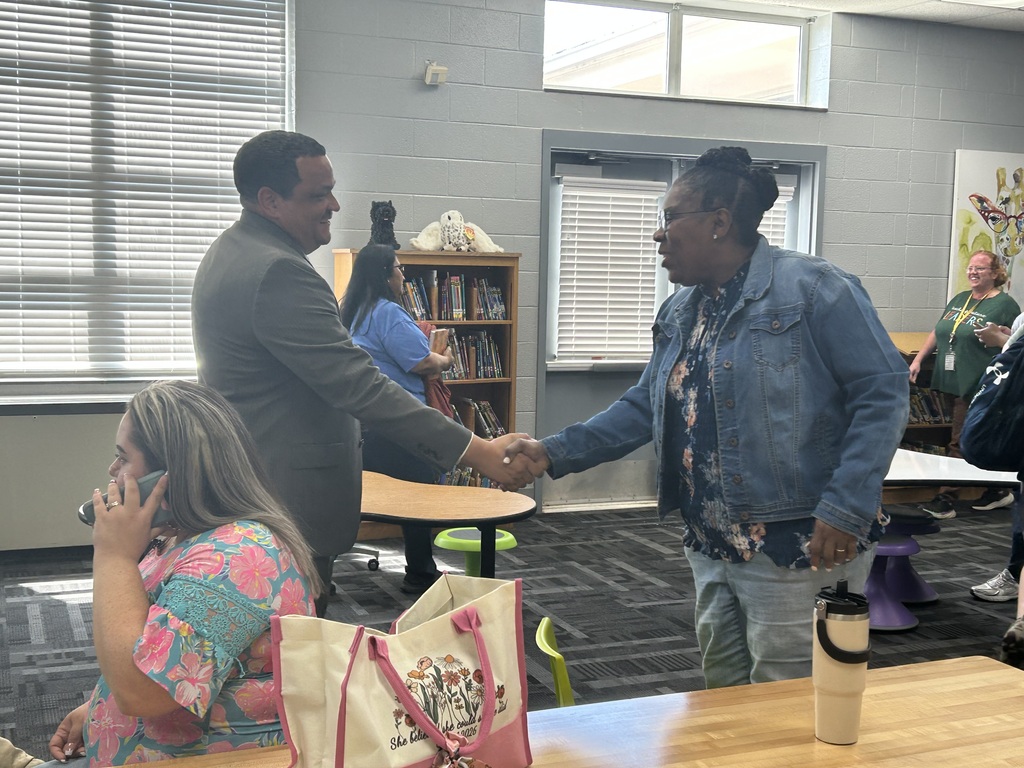 Alt Text: Dr. Ron Anthony visits schools across Lexington City Schools during staff and principal engagement meetings. Photos show Dr. Anthony speaking with school employees, meeting with principals and staff members, and engaging in conversations focused on communication, collaboration, and the future of the district at campuses throughout Lexington City Schools.