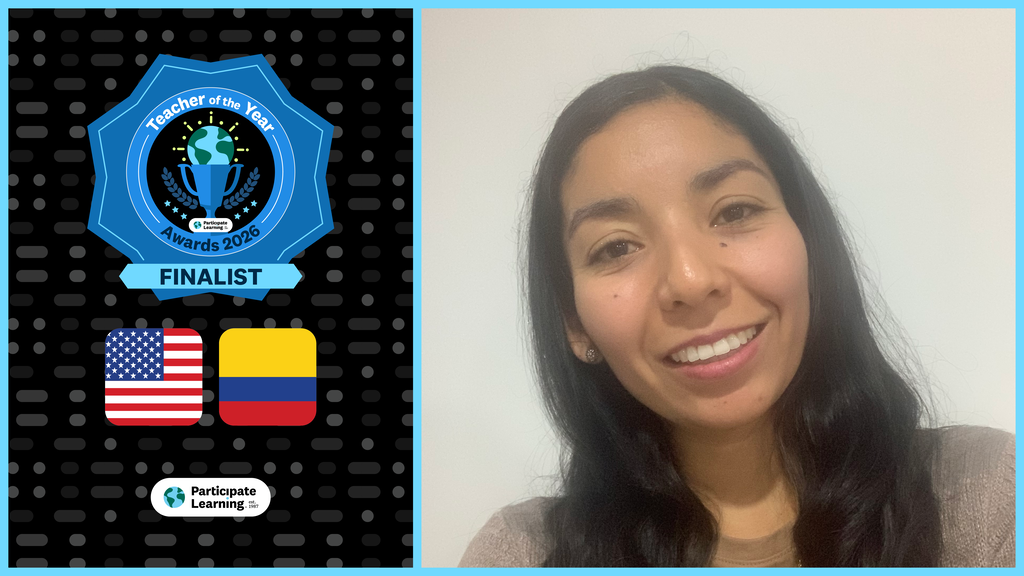 Graphic recognizing Paula Torres of Pickett Elementary School as a finalist for the 2026 Participate Learning Teacher of the Year Awards. The graphic features a photo of Torres, Participate Learning branding, and text celebrating her selection as one of 17 finalists recognized for excellence in global education, cultural exchange, language learning, and preparing students for future success.
