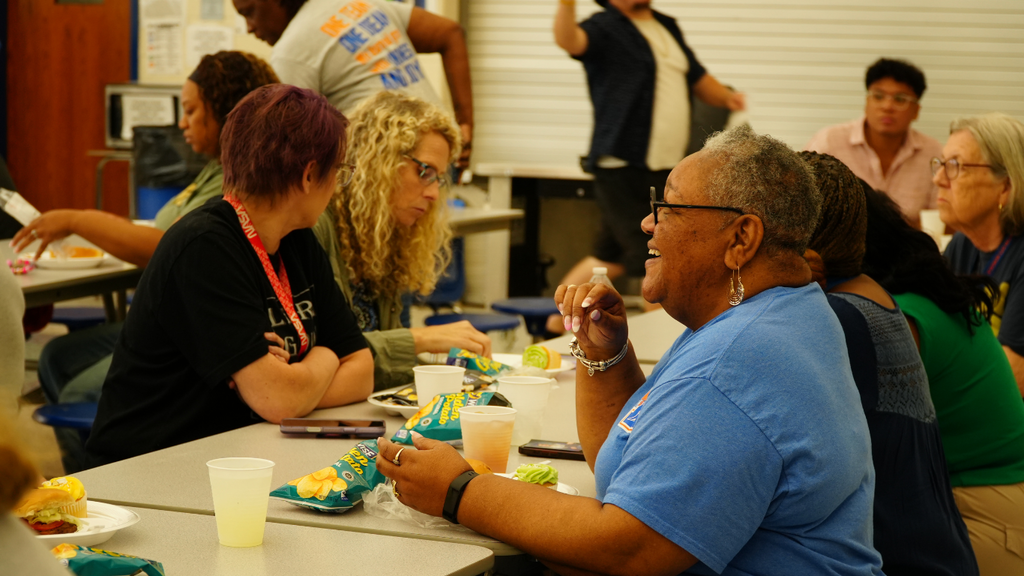 Lexington City Schools staff members gathered at Charles England Elementary for the 2025–2026 End of Year Celebration, enjoying lunch, fellowship, and time together as the district closed out the school year.