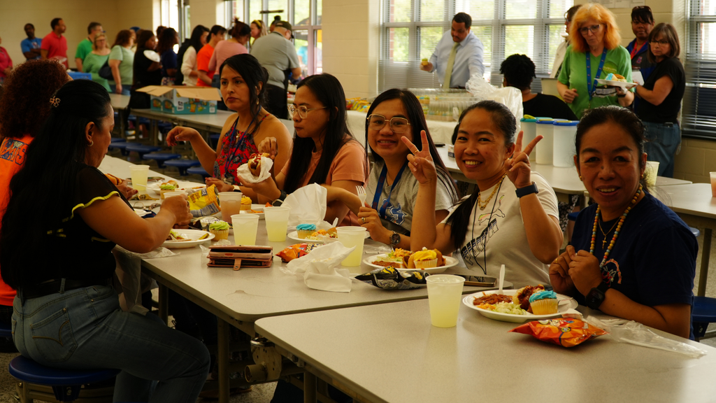 Lexington City Schools staff members gathered at Charles England Elementary for the 2025–2026 End of Year Celebration, enjoying lunch, fellowship, and time together as the district closed out the school year.