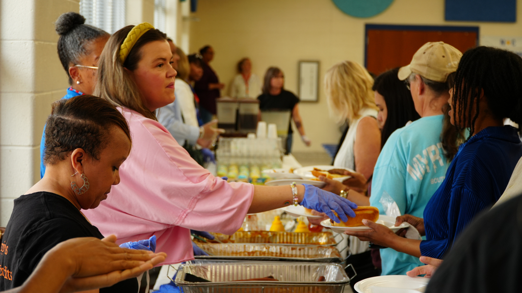 Lexington City Schools staff members gathered at Charles England Elementary for the 2025–2026 End of Year Celebration, enjoying lunch, fellowship, and time together as the district closed out the school year.