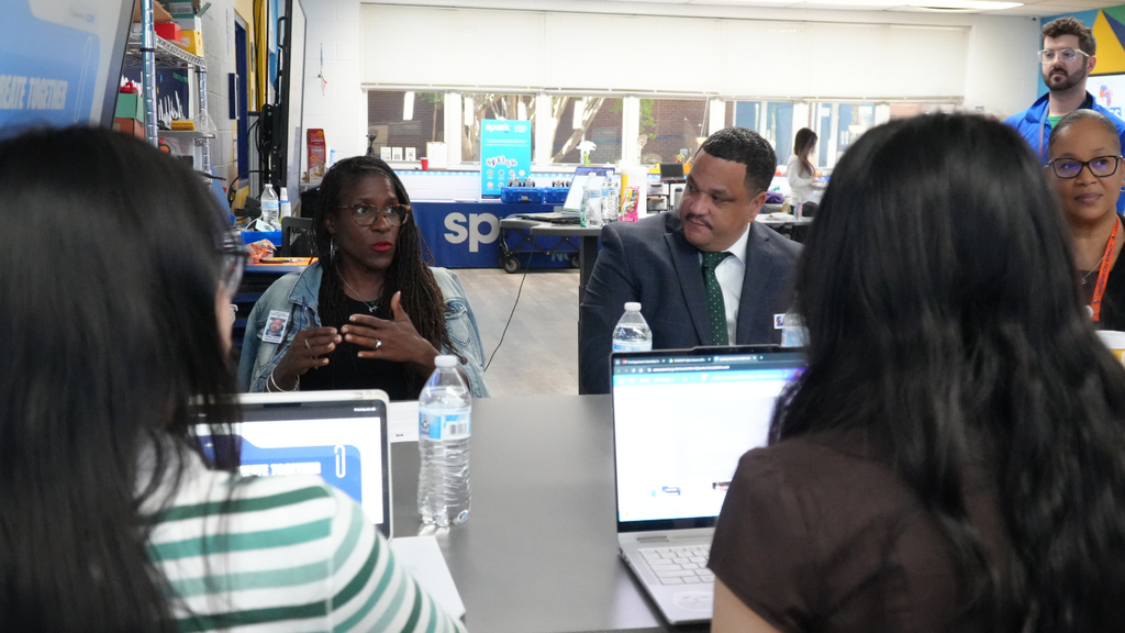 Students present their research and recommendations to community and business leaders during a SparkLabNC project, sharing innovative solutions to address workforce challenges and strengthen future career pathways in Lexington.