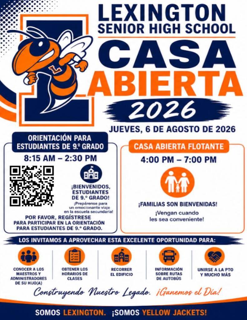 Orientación para 9.º grado / Jornada de puertas abiertas (horario flexible) en LSHS