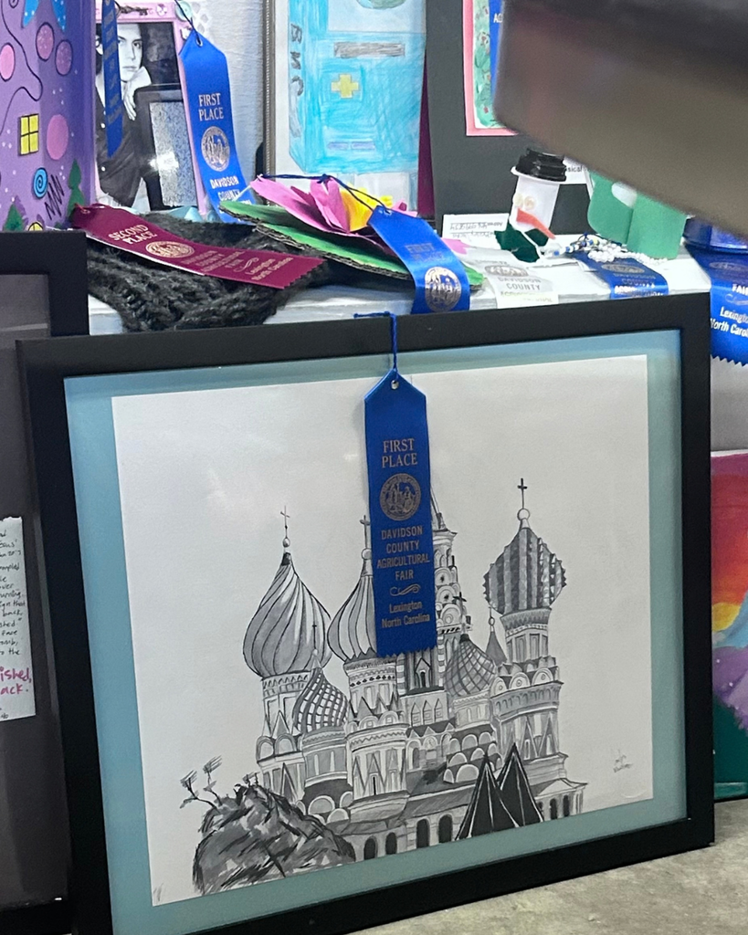 exington Senior High School visual art students display artwork that earned first place honors at the Davidson County Agricultural Fair.