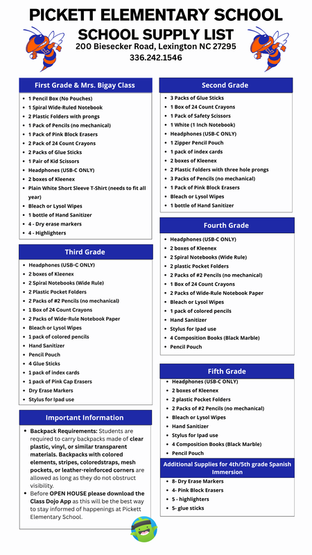 English School Supply List