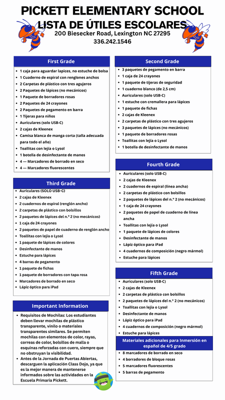 Spanish School Supply list