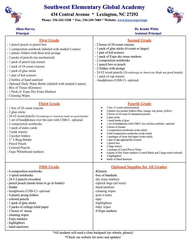 Supply List 26-27