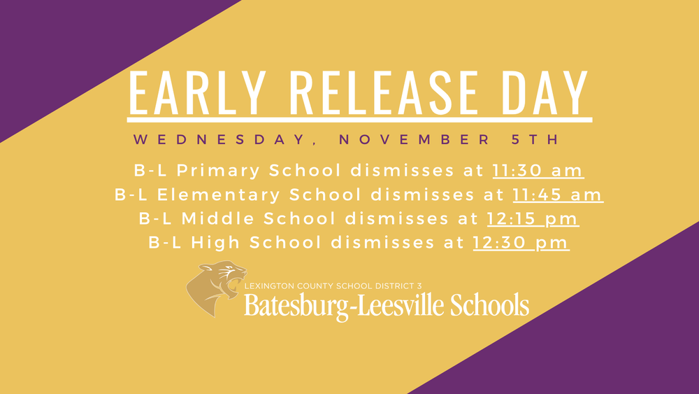 Early Release Day Reminder for NOvember 5th graphic