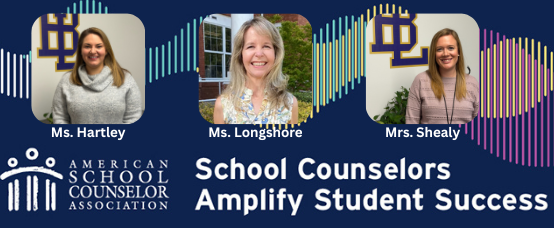 National School Counseling Week with photos of Ms. Hartley, Ms. Longshore and Mrs. Shealy