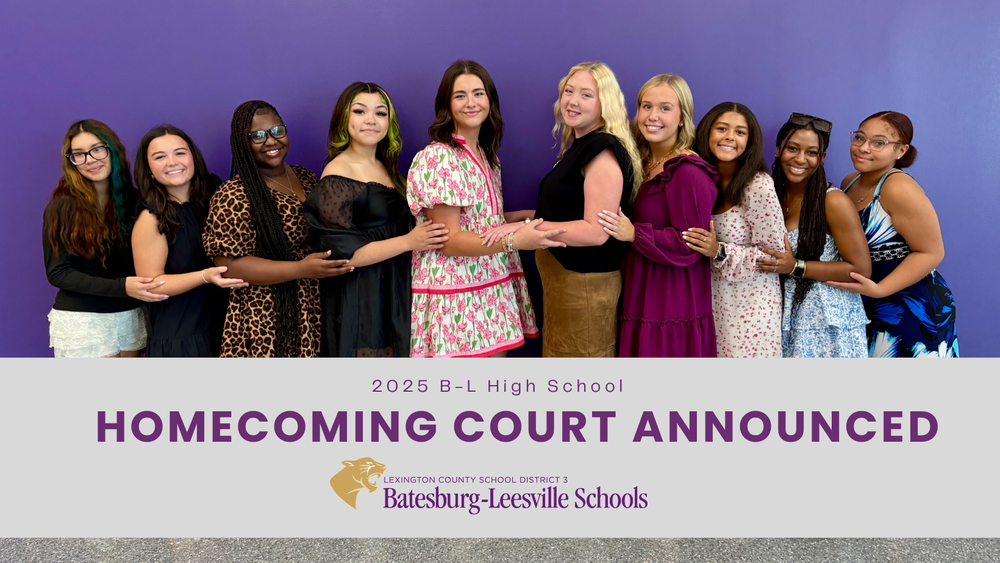 Picture of BLHS Homecoming Court that says 2025 B-L High School Homecoming Court Announced