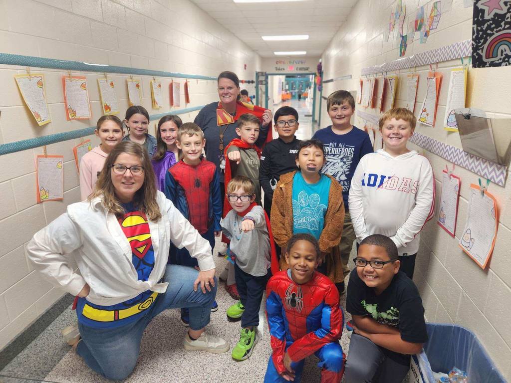 Pic of BLES students and teacher smiling for Red Ribbon Week