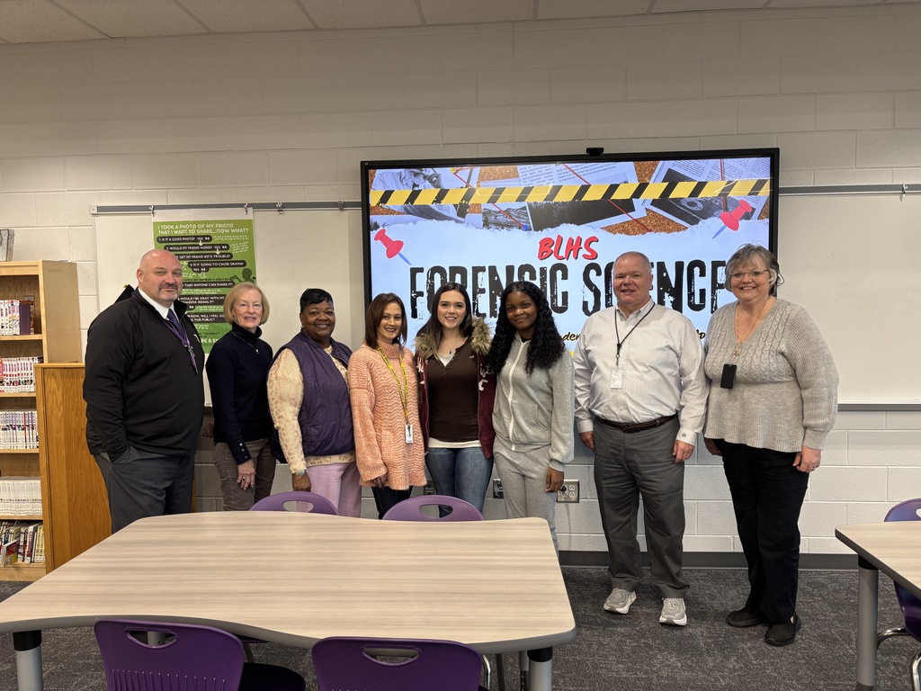 Picture of Board members, administrators and students at BLHS