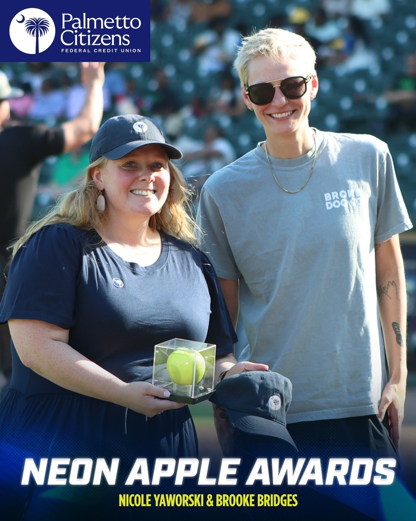 We are so proud of our Lexington County School District Three Teacher of the Year Nicole Yaworski for being recognized on Sunday at the Columbia Fireflies Teacher Appreciation Night! She was honored with their Neon Apple Award and even got to throw out the first pitch!