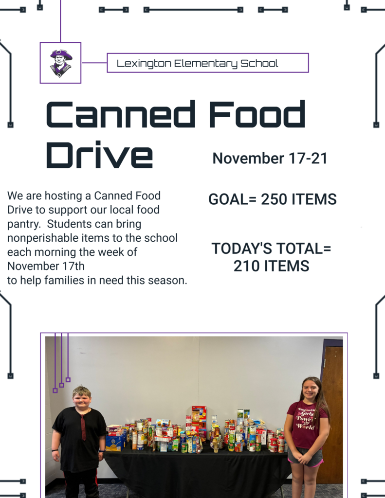 students with table of canned items