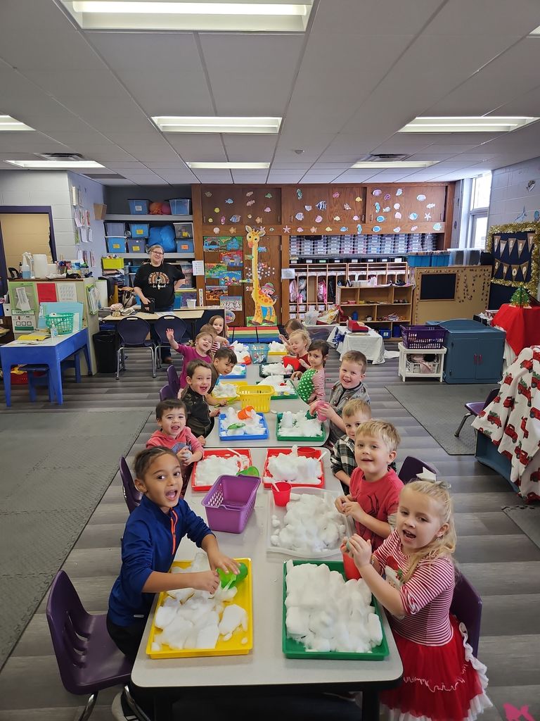 kids playing with snow