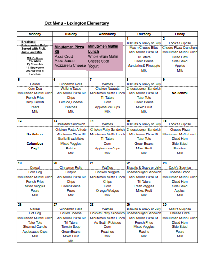 Oct Ele Menu
