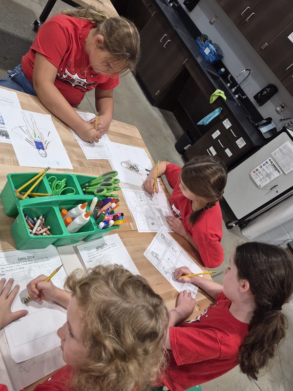 students working at table