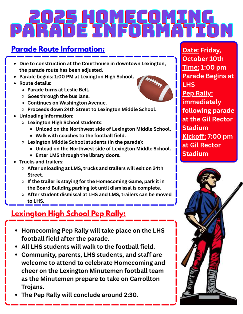 Due to construction at the Courthouse, attached is the new parade route for Homecoming and pep rally.