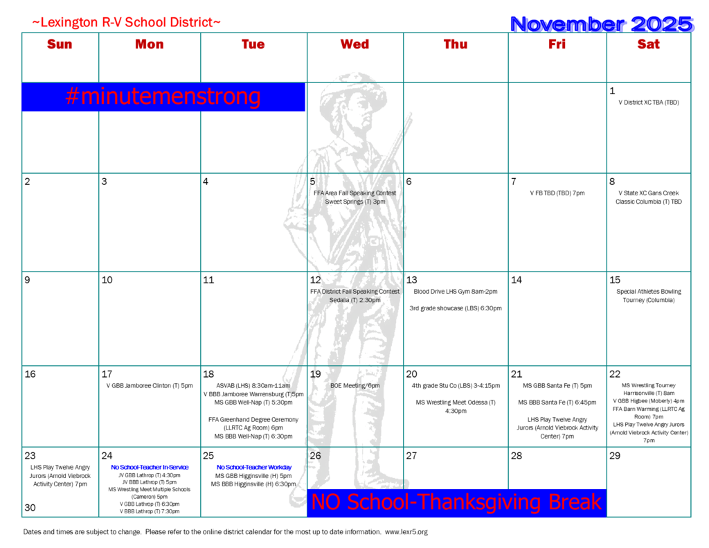 November 2025 activity calendar updated