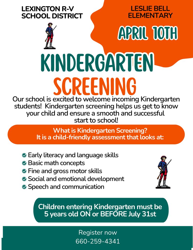 Kindergarten screening-call now for an appointment!