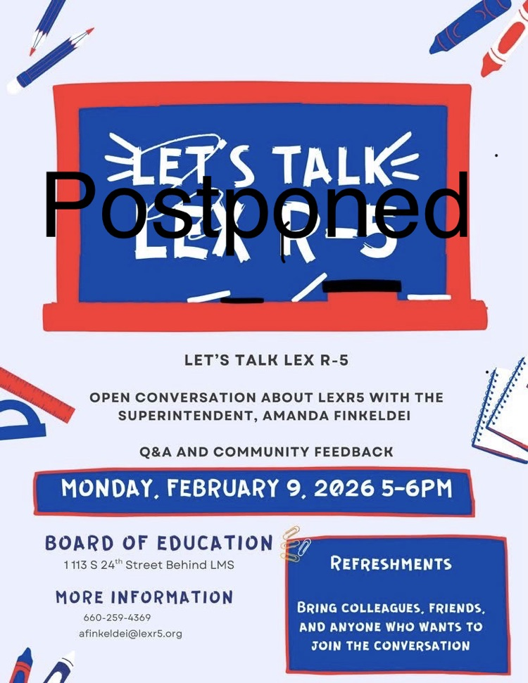 Due to unforeseen circumstances, the "Let's Talk" meeting is postponed until Thursday, February 26th, at 6:00pm. Sorry for any inconvenience this may cause.
