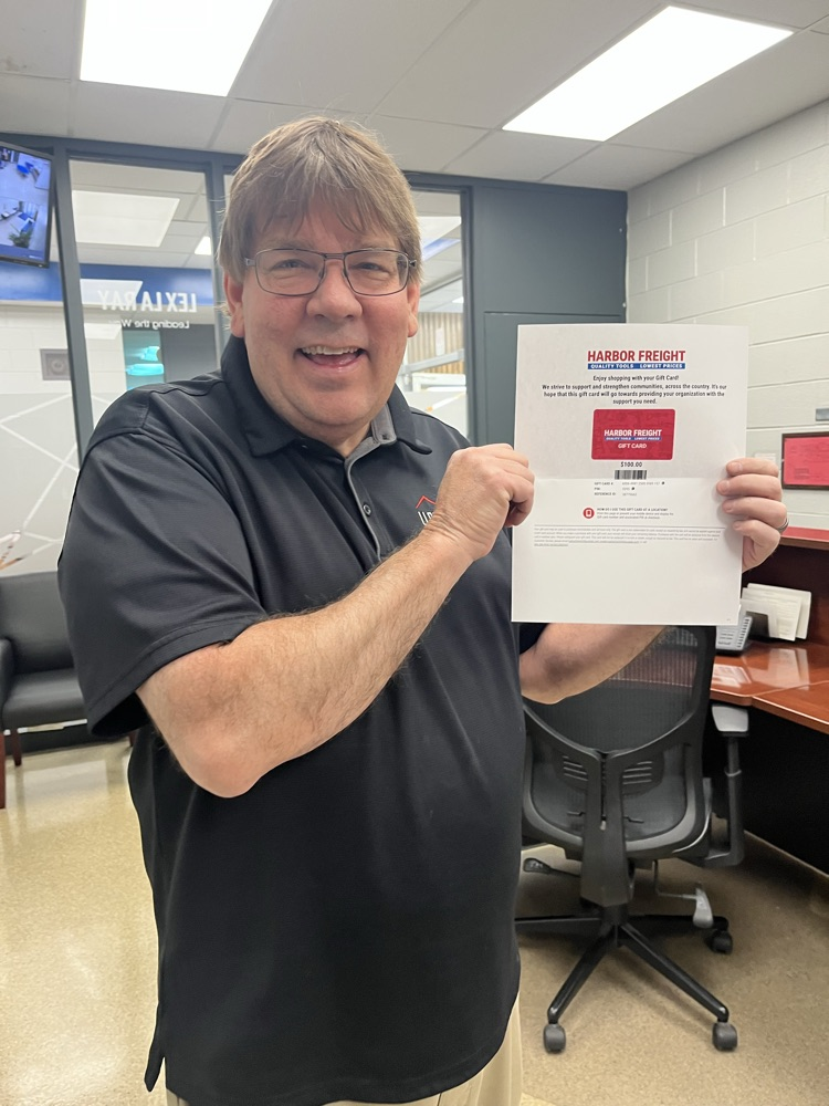 Mr. Harden with his gift card