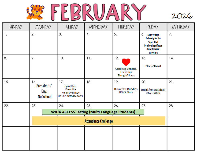 February Calendar of Events