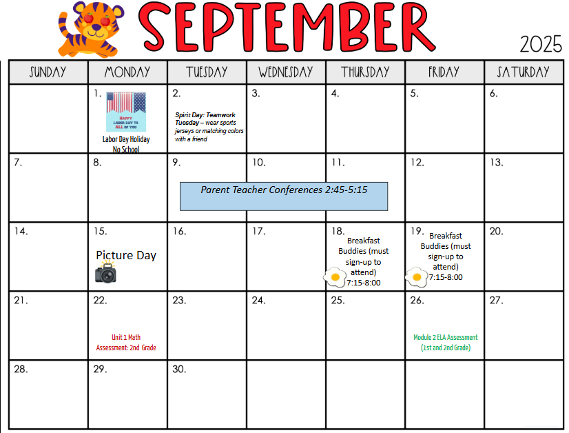 September Calendar of Events