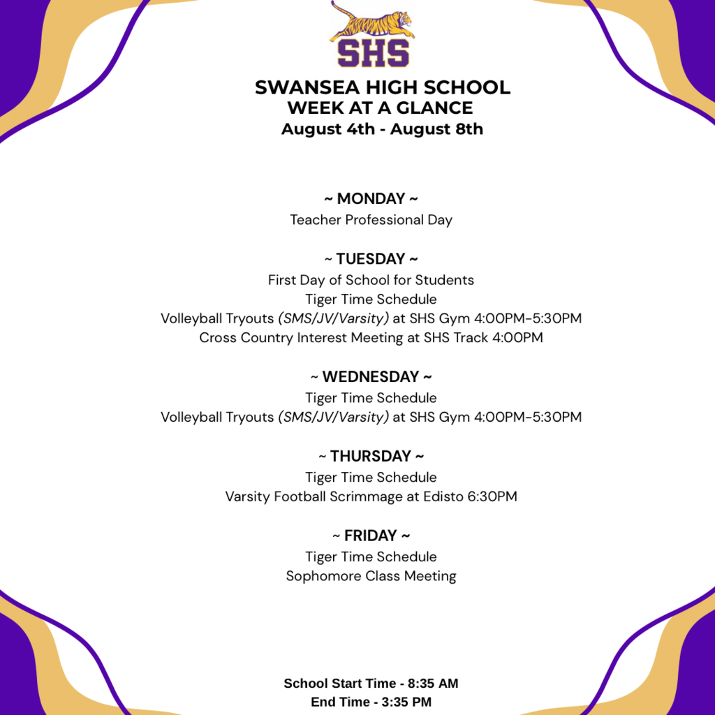 Week At A Glance - August 4th