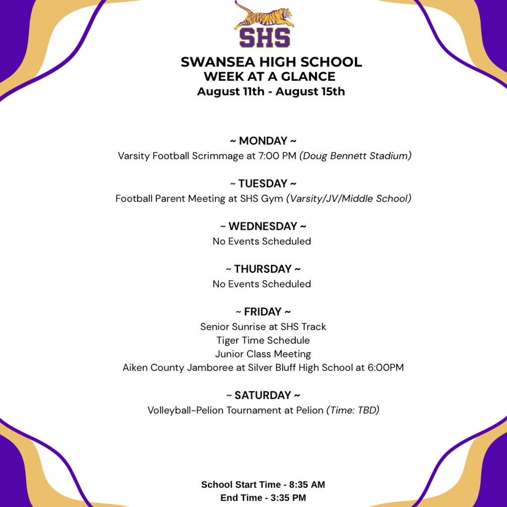 Week At A Glance - August 11th
